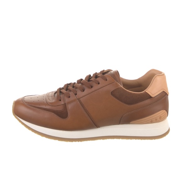 Louis Vuitton Tan Leather Lace Up Low Top Sneakers - Picture 2 of 5